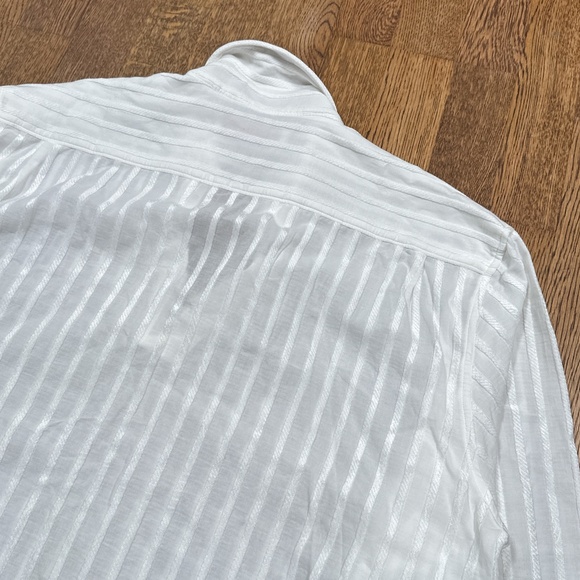 Orlebar Brown Ridley Tonal Striped Chenille White L/S Polo Shirt Mens XL - Picture 3 of 9